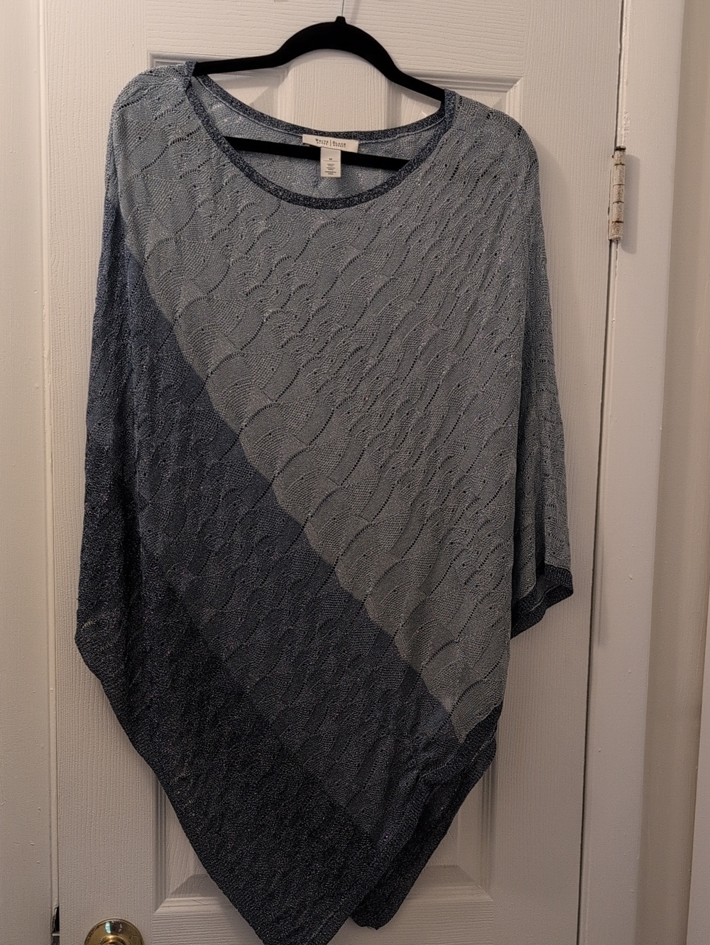 White House Black Market Blue Gradient Knit Poncho